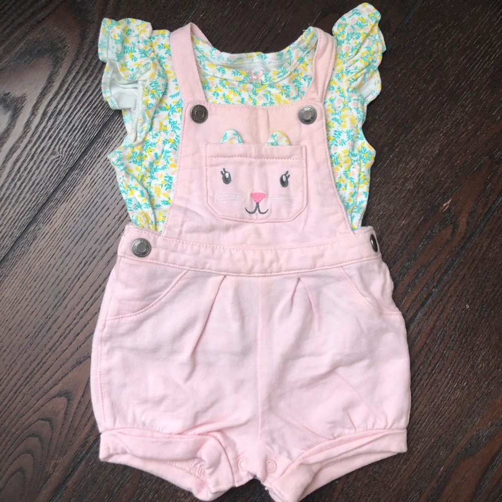 Baby girl 2 piece shortalls set